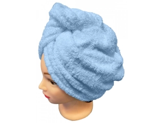 Rychleschnoucí froté turban na vlasy, modrý 2 ks