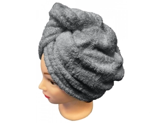 Rychleschnoucí froté turban na vlasy, tmavě šedý 2 ks