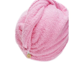 Rychleschnoucí froté turban na vlasy, růžový 2 ks