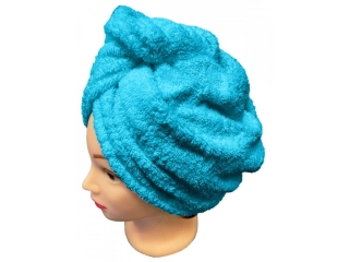 Rychleschnoucí froté turban na vlasy, tyrkysový 2 ks