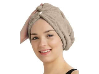 Rychleschnoucí froté turban na vlasy, Béžový 10 ks